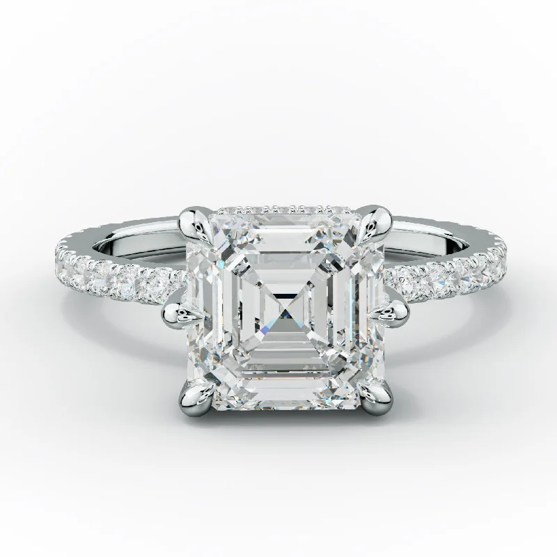 Women's engagement rings slender-shank-Chloe Six Prong Asscher Cut Diamond Engagement Ring