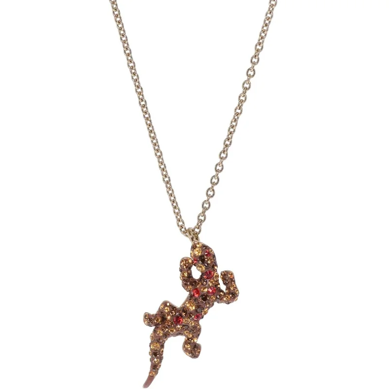 Women's necklaces radiant-detail-Swarovski Women's Necklace - Lizard Rose Gold Plated Rainbow Crystal Pendant | 5546230