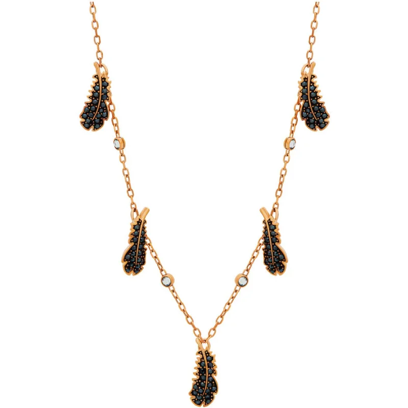 Women's necklaces exotic-accent-Swarovski Women's Necklace - Naughty Rose Gold Plated and Black Crystal | 5497874