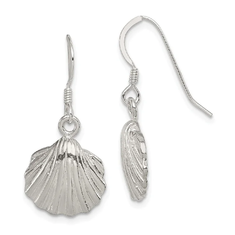 Women's earrings subtle-gem-12mm Polished Seashell Dangle Earrings in Sterling Silver