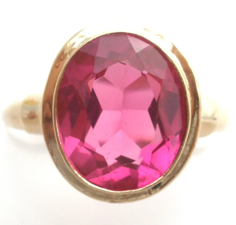 Women's rings subtle-luxe-Vintage Pink 10K Gold Ring Size 5.75