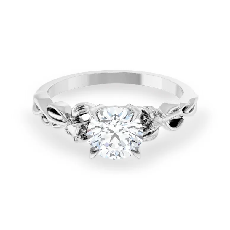 Women's engagement rings blush-band-Round Diamond Vintage Inspired Engagement Ring