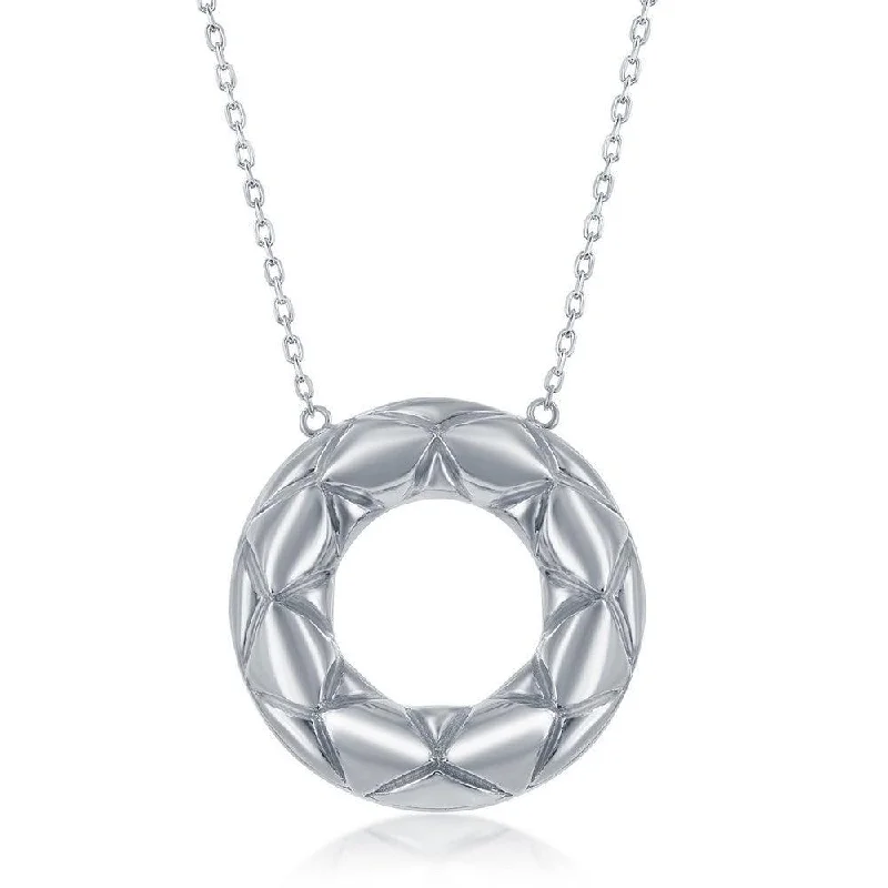 Women's necklaces romantic-hue-Sterling Silver Textured Open Circle Necklace