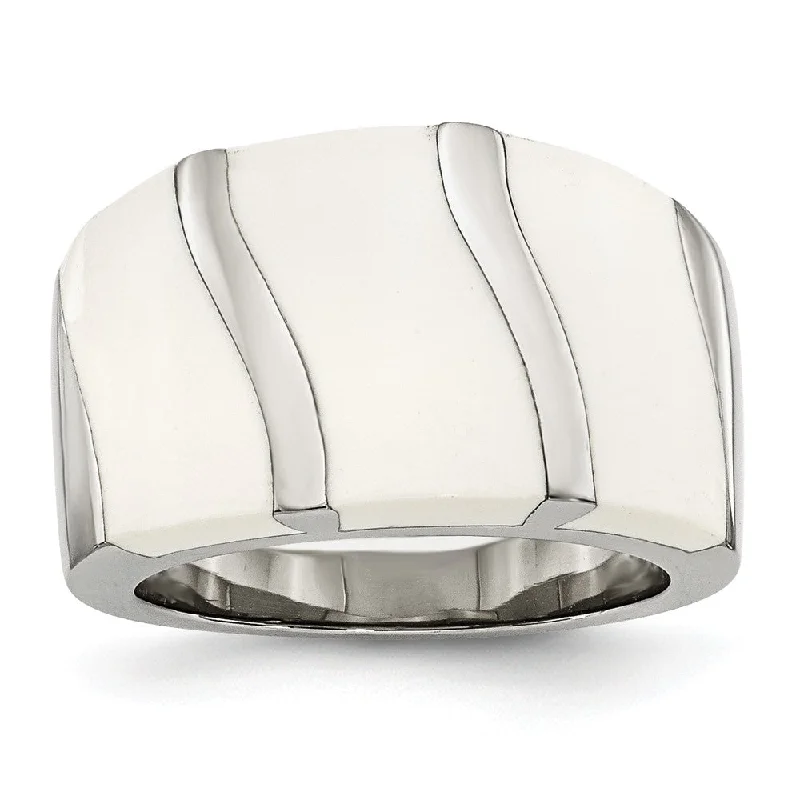 Women's rings hand-carved-Stainless Steel White Enamel Ring