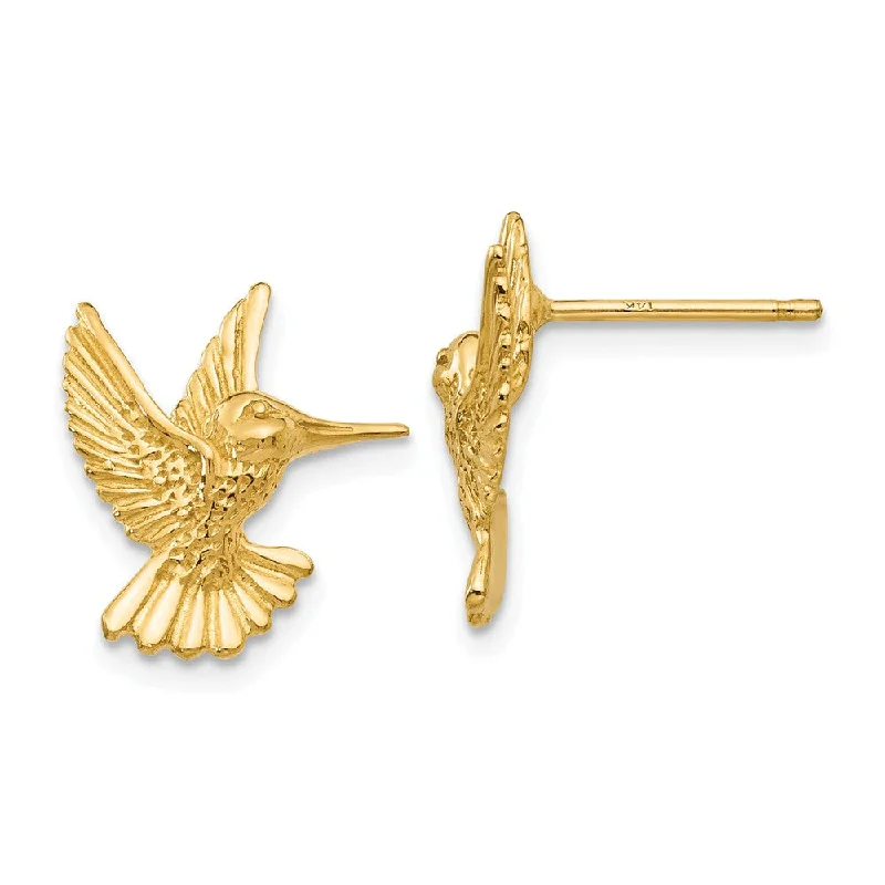 Women's earrings sleek-twist-14mm Polished Hummingbird Post Earrings in 14k Yellow Gold