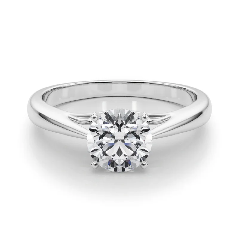 Women's engagement rings sculpted-setting-Katerina Round Diamond Solitaire Engagement Ring