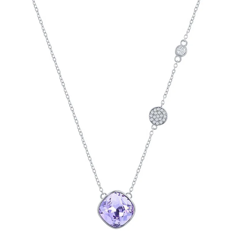 Women's necklaces romantic-accent-Classic Women's Necklace - Round Shape Lavender and Smaller White CZ Stone | M-7088