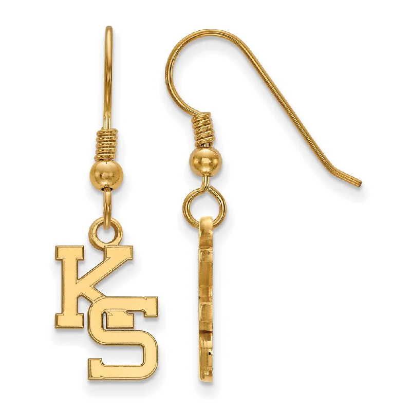 Women's earrings polished-dot-14k Gold Plated Silver Kansas State University Dangle Earrings