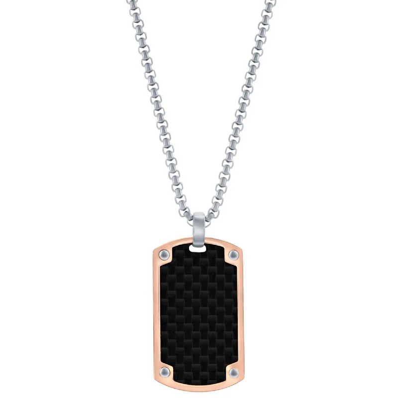 Women's necklaces coral-chic-Metallo Men's Necklace - Stainless Steel Rose Gold with Black Carbon Fiber | SL-7141