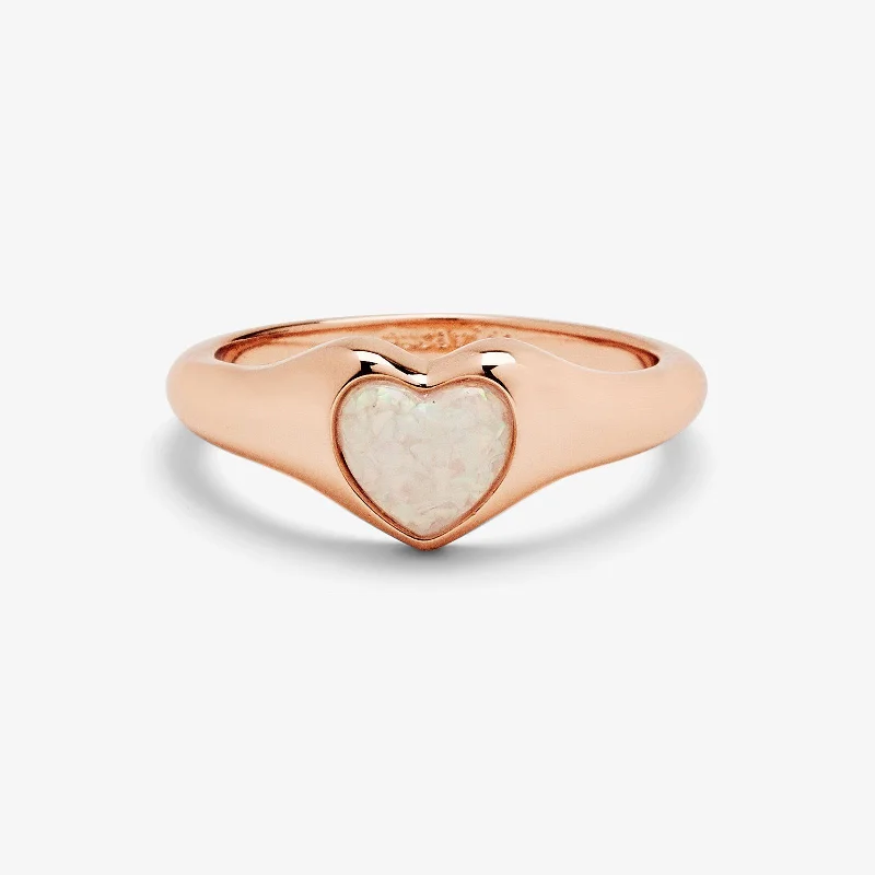 Women's rings airy-style-Stone Heart Signet Ring