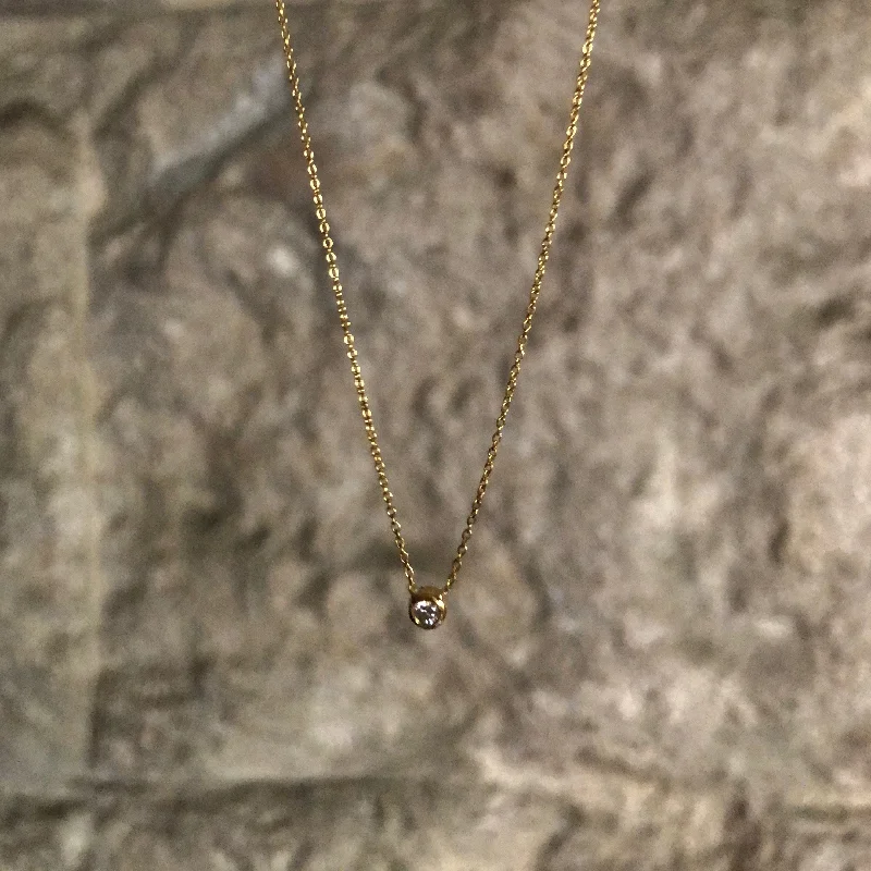 Women's necklaces glowing-stone-Solitaire Diamond Necklace, Solid 18k Gold