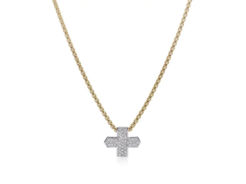 Women's necklaces crafted-grace-ALOR Yellow Chain Taking Shapes Cross Necklace with 14K Gold & Diamonds