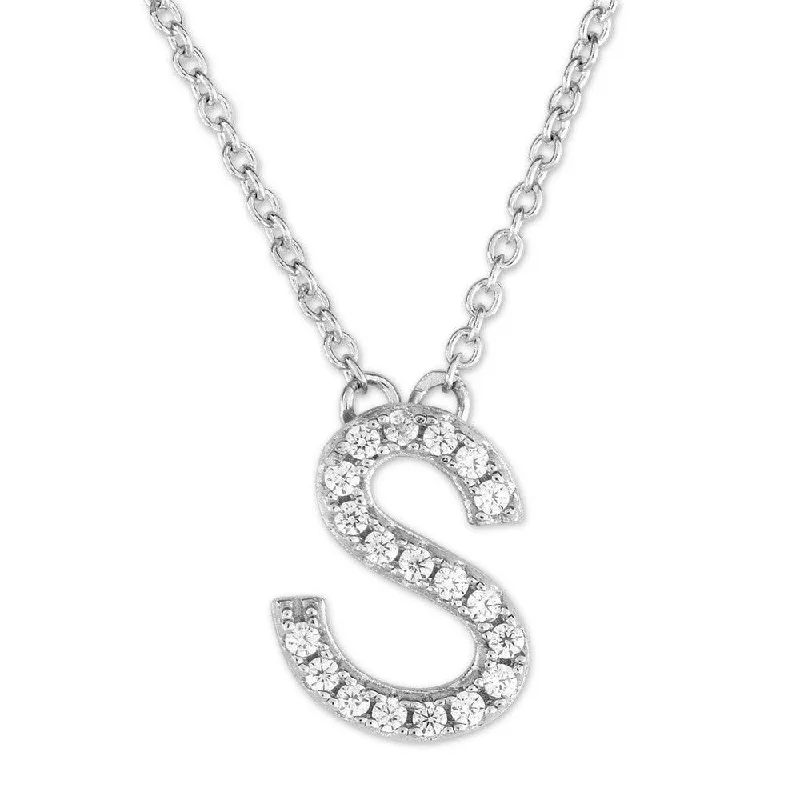 Women's necklaces triple-layer-Sterling Silver Micro Pave "S" Pendant Necklace