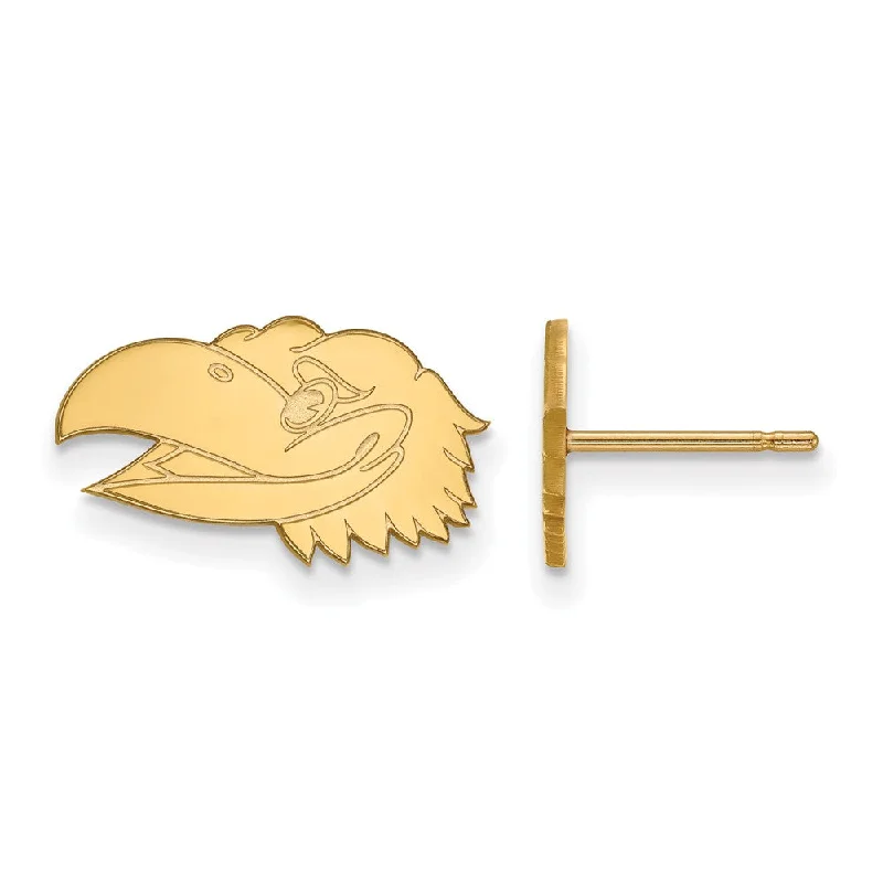 Women's earrings refined-crystal-14k Yellow Gold University of Kansas XS Mascot Head Post Earrings