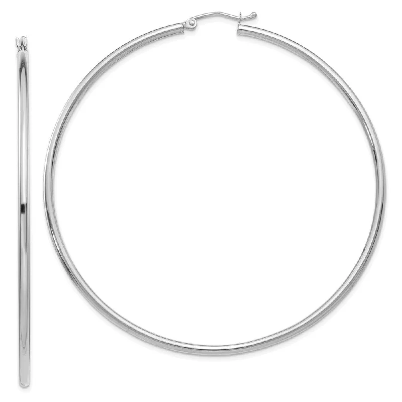 Women's earrings small-gem-2.5mm x 65mm 14k White Gold Classic Round Hoop Earrings