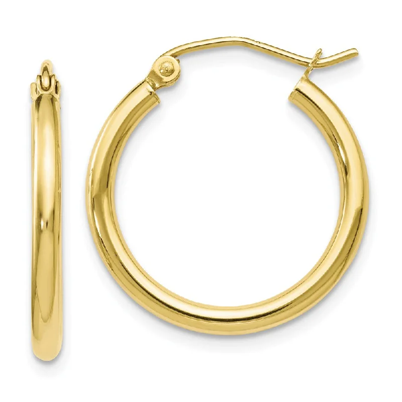 Women's earrings simple-gem-2mm Round Hoop Earrings in 10k Yellow Gold, 20mm (3/4 Inch)