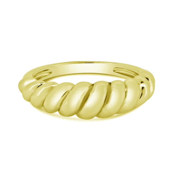 Women's rings bold-peach-Silver 925 Gold Plated Croissant Design Ring