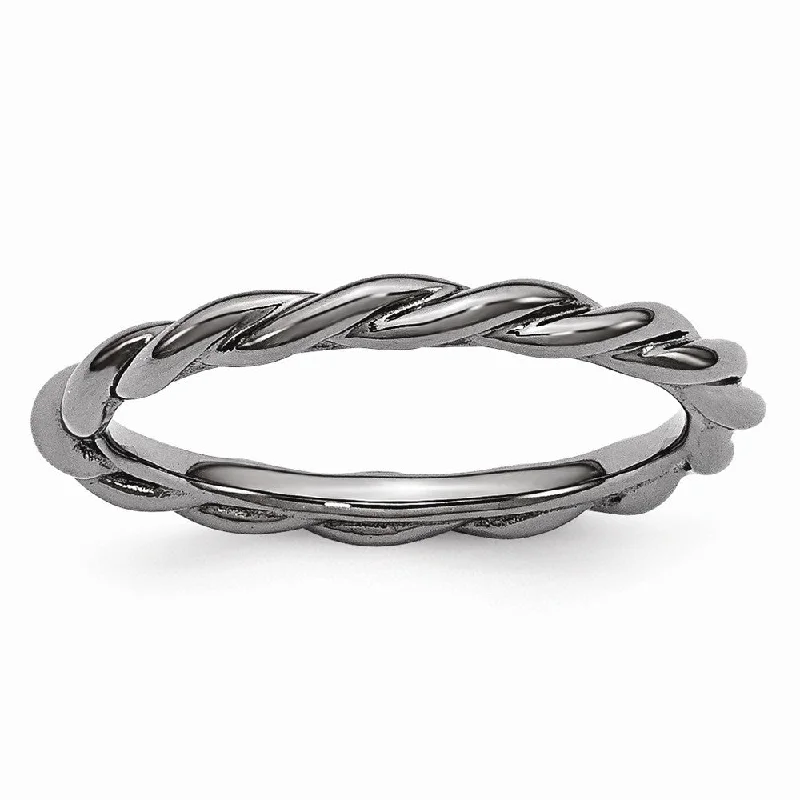 Women's rings micro-silver-2.25mm Black Plated Sterling Silver Stackable Expressions Twist Band