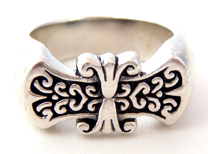 Women's rings rustic-charm-Heavy Antique Sterling Silver Ring Size 9