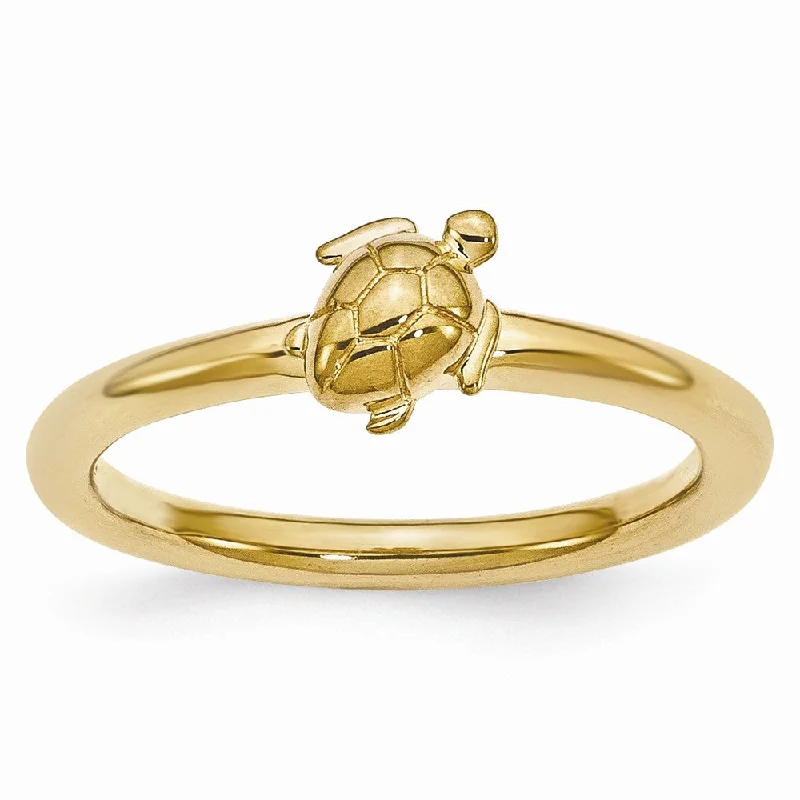 Women's rings bold-peach-Gold Tone Plated Sterling Silver Stackable 8mm Sea Turtle Ring