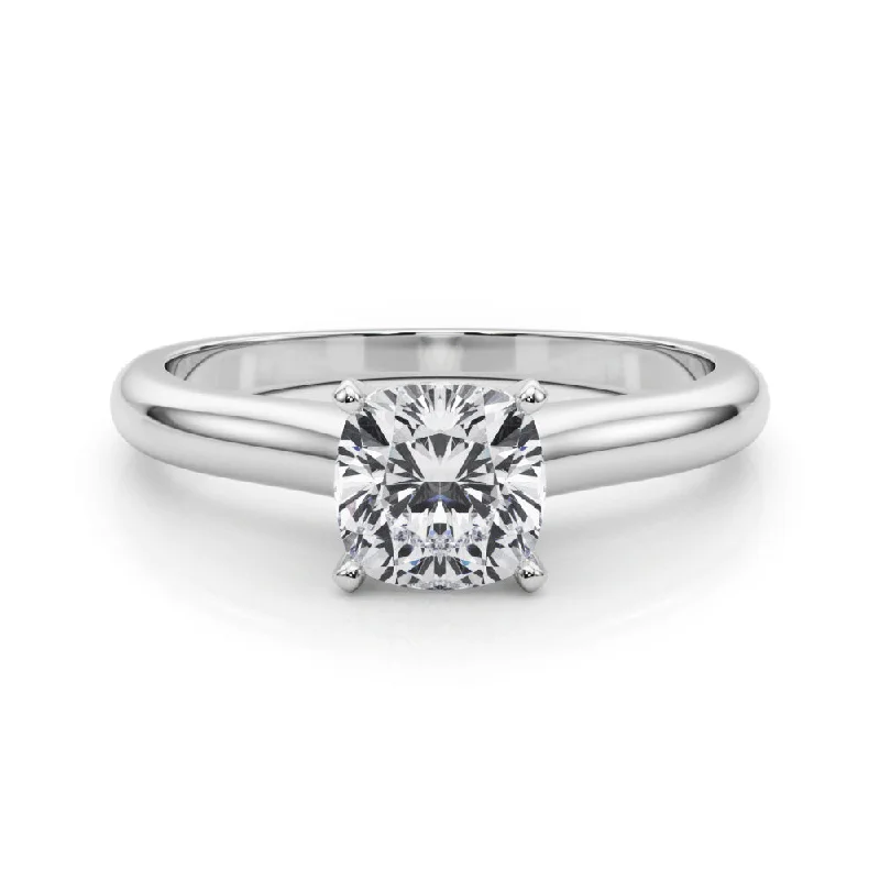 Women's engagement rings floral-white-gold-Isabella Cushion Diamond Solitaire Engagement Ring