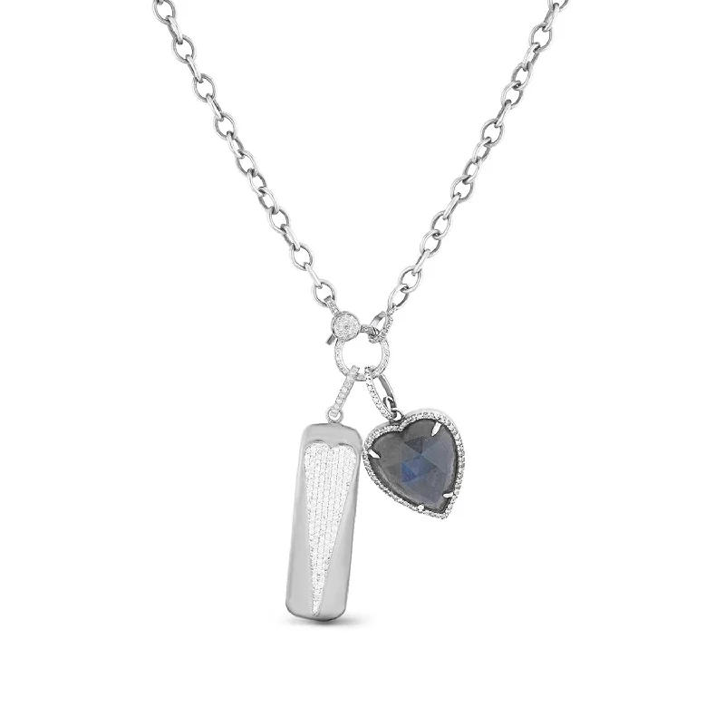 Women's necklaces whimsical-stone-Love and Labradorite Heart Necklace  N0002472