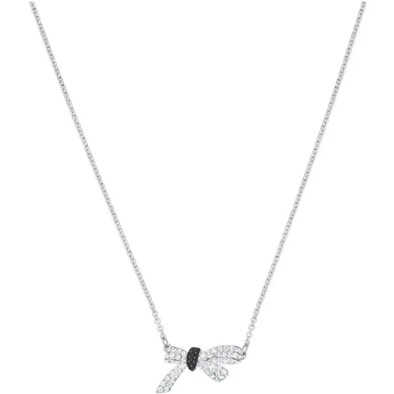 Women's necklaces delicate-glow-Swarovski Women's Necklace - Mademoiselle Rhodium Plated Bow Pendant | 5542086