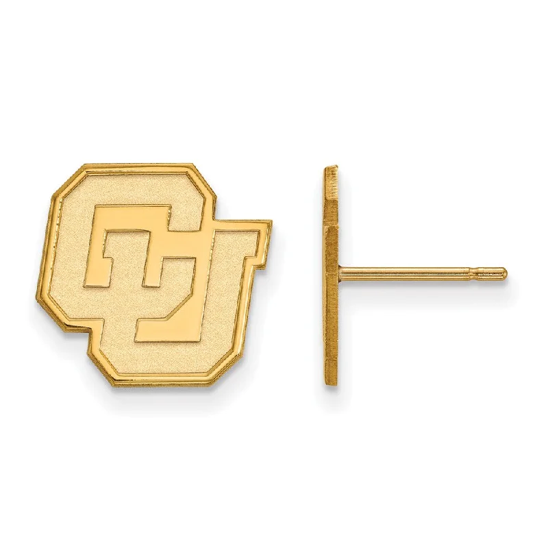 Women's earrings delicate-twist-14k Gold Plated Silver University of Colorado Small Post Earrings