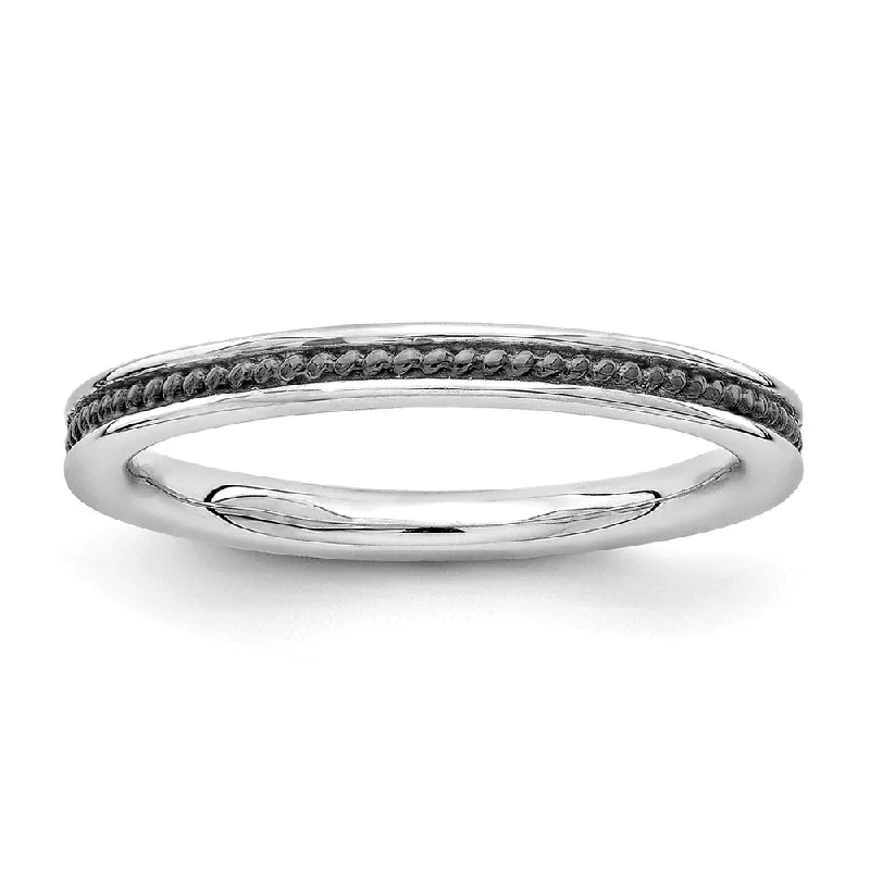 Women's rings gala-ready-2.25mm Sterling Silver Stackable Black Ruthenium Plated Channeled Band