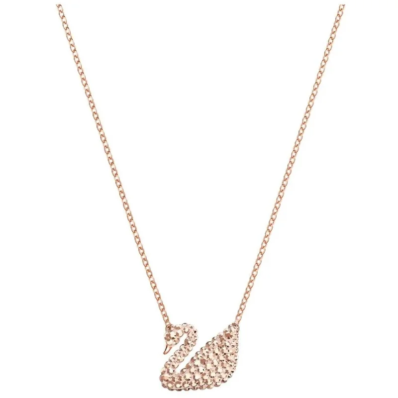 Women's necklaces soft-hue-Swarovski Women's Necklace - Iconic Swan Crystal Rose Gold Plated | 5368988