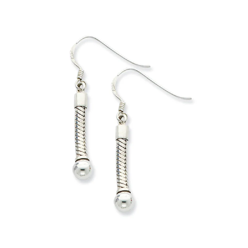 Women's earrings dainty-chain-Sterling Silver Starter Bead Medium Dangle Earrings