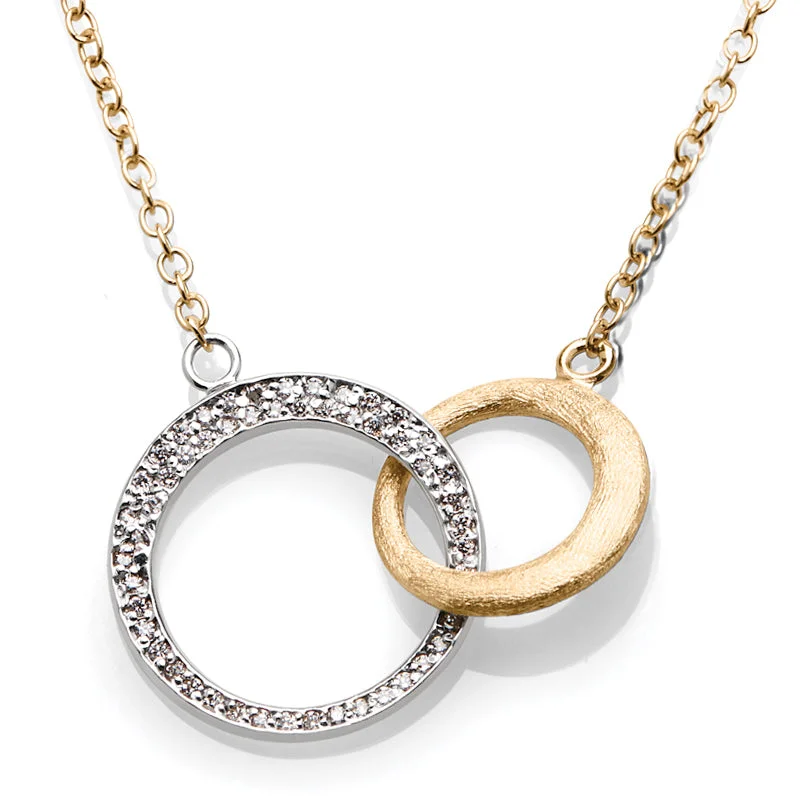 Women's necklaces satin-silver-14K White and Gold Circle Diamond Necklace