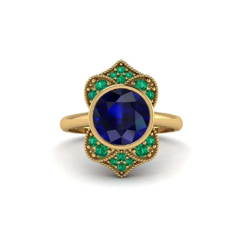 Women's engagement rings luminous-stone-Sapphire Bezel Vintage-Inspired Engagement Ring - Olive No. 28