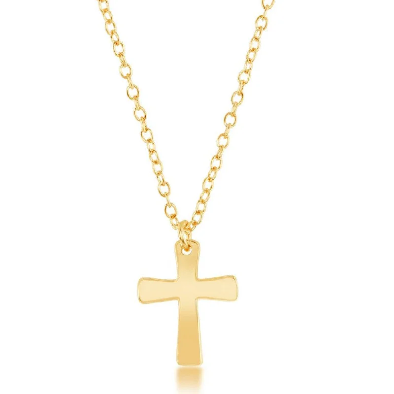 Women's necklaces radiant-gemstone-Sterling Silver Gold Plated Cross Design Necklace