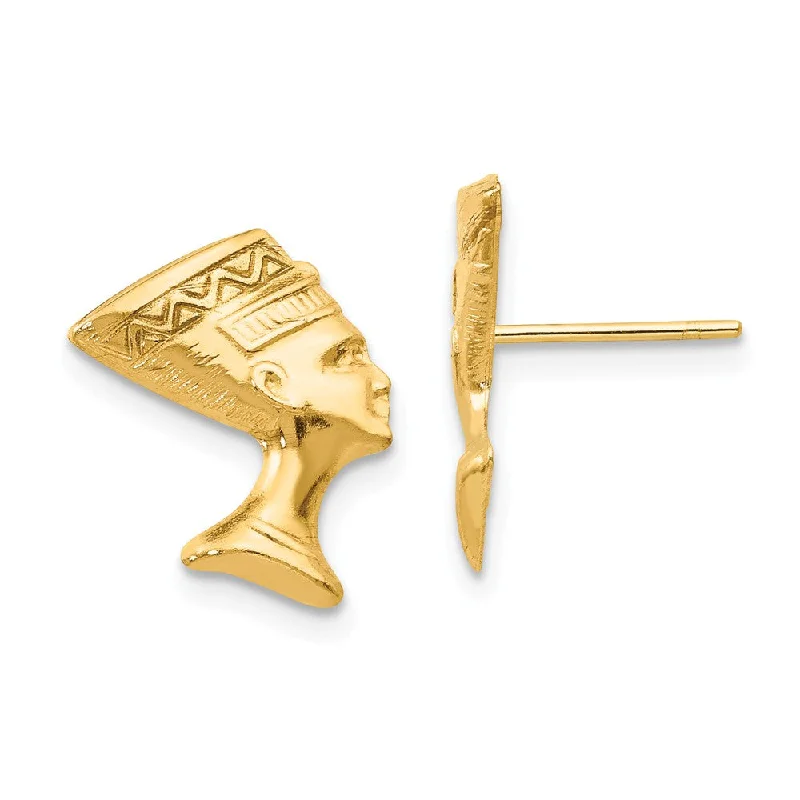 Women's earrings fine-gold-Polished Nefertiti Post Earrings in 14k Yellow Gold