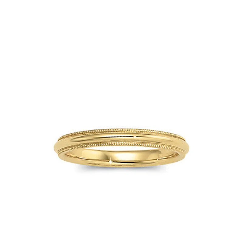 Women's rings ornate-chic-3mm Milgrain Edge Domed Light Band in 14k Yellow Gold