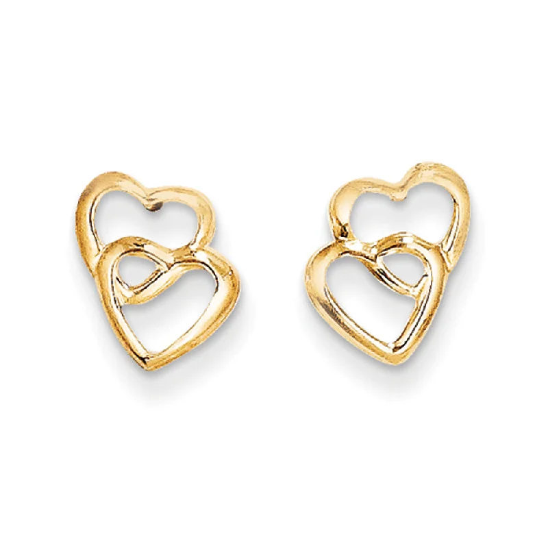 Women's earrings refined-bar-Kids Polished Open Hearts Post Earrings in 14k Yellow Gold