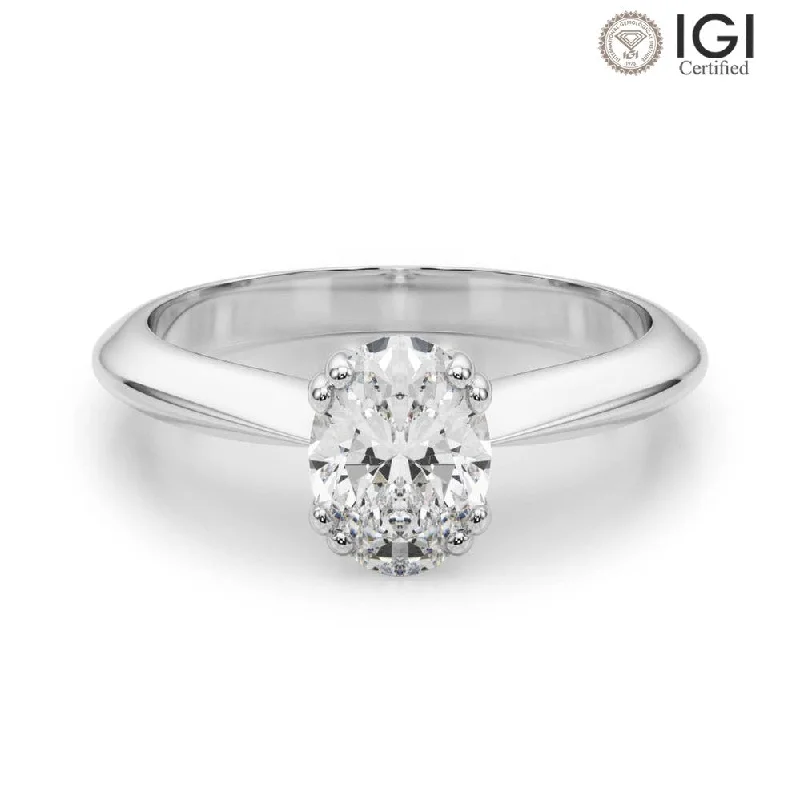 Women's engagement rings elegant-keepsake-Ava Oval Lab Grown Diamond Solitaire Engagement Ring IGI Certified