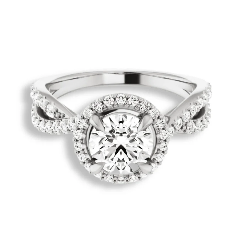 Women's engagement rings proposal-sparkle-Round Diamond Halo Engagement Ring