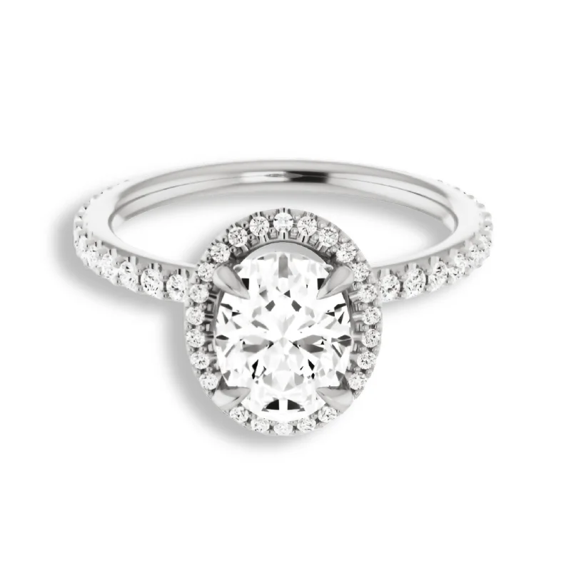 Women's engagement rings vintage-bezel-Oval Cut Diamond Halo Engagement Ring