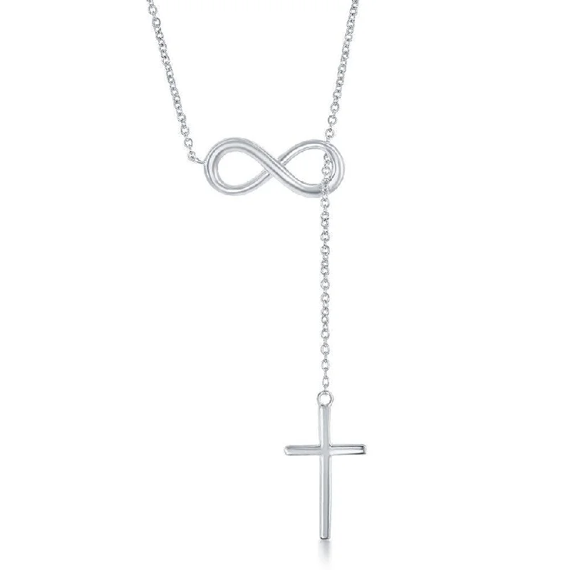 Women's necklaces shimmering-chic-Sterling Silver Infinity and Cross Necklace