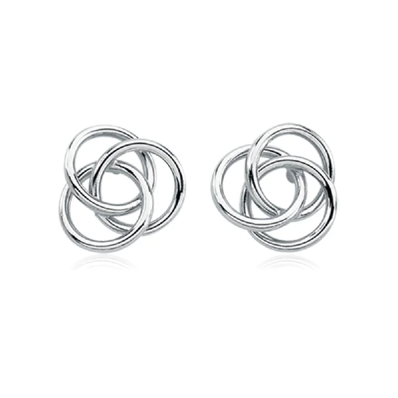 Women's earrings delicate-hoop-14k White Gold Love Knot Post Earrings, 1/2 Inch