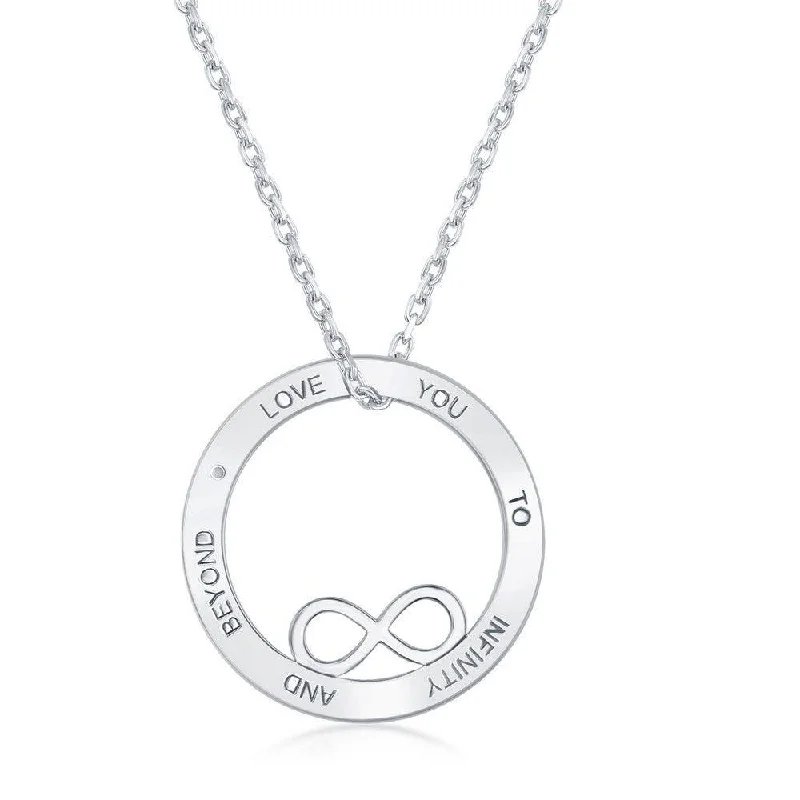 Women's necklaces exotic-accent-Sterling Silver Open Circle with Infinity Necklace