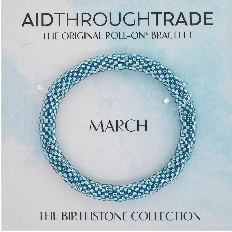 Unisex bracelets hand-hammered-<br> Birthstone Roll-On® Bracelets <br> March