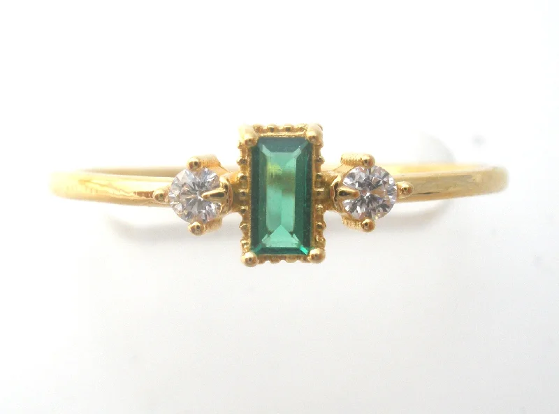 Women's rings rustic-luxe-Gold Plated Sterling Green CZ Ring Size 8