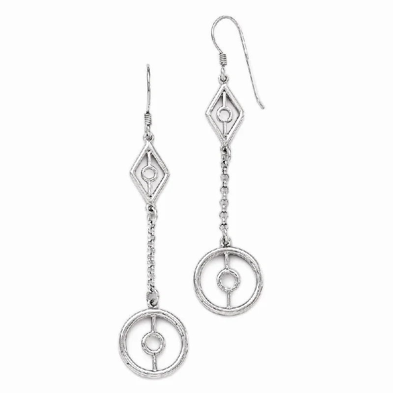 Women's earrings delicate-twist-Long Geometric Chain Dangle Earrings in Sterling Silver