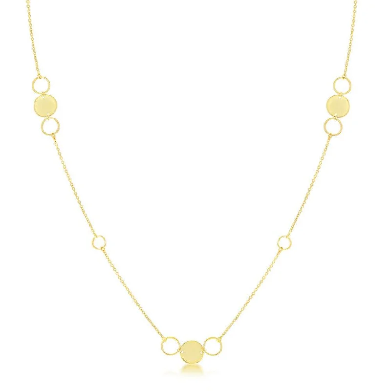 Women's necklaces radiant-charm-Sterling Silver Gold Plated Polished Open Disc Necklace