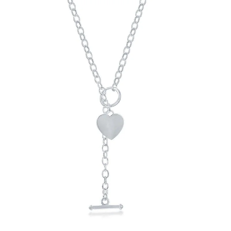 Women's necklaces hand-glossed-Sterling Silver Heart Charm Rolo Chain Necklace