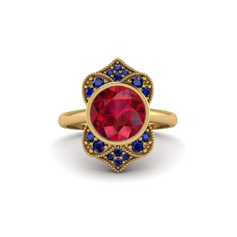 Women's engagement rings floral-platinum-Ruby Bezel Vintage-Inspired Engagement Ring - Olive No. 70