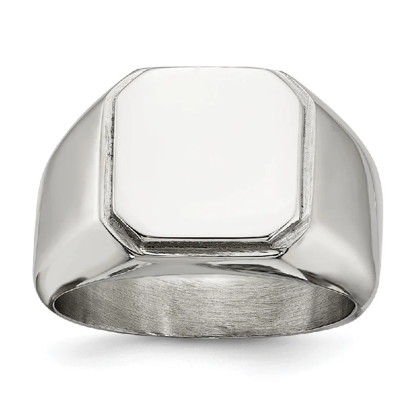 Women's rings angular-twist-Men's 12.5mm Stainless Steel Polished Signet Tapered Fit Ring